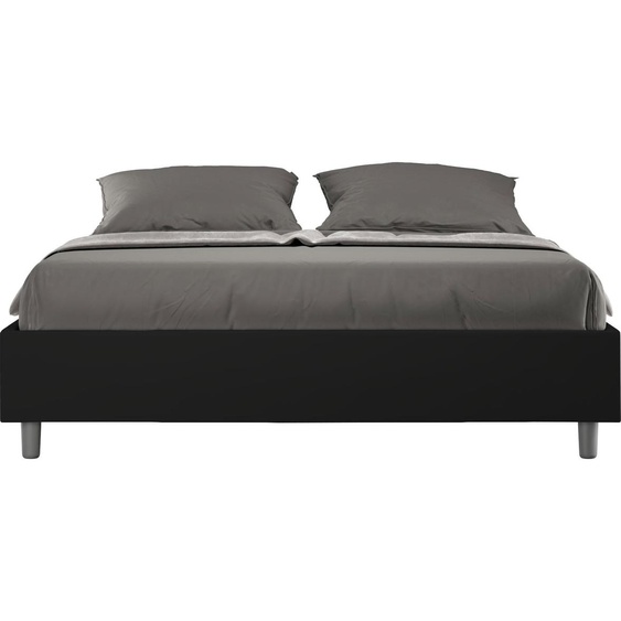 ITYHOME - Lit sans sommier rembourré 160x200 similicuir noir Azelia