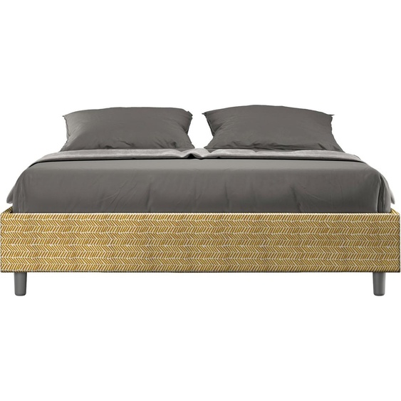 ITYHOME - Lit sans sommier rembourré 160x200 tissu Aragona 3 jaune Azelia