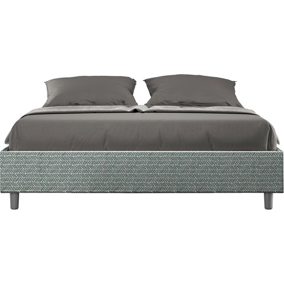 ITYHOME - Lit sans sommier rembourré 160x200 tissu Aragona 7 bleu clair Azelia
