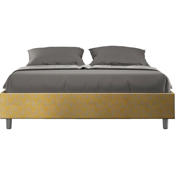 ITYHOME - Lit sans sommier rembourré 160x200 tissu Era 06 jaune Azelia