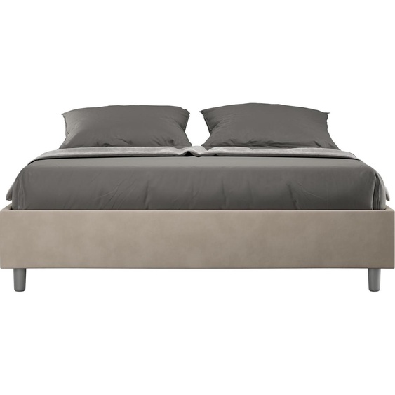 ITYHOME - Lit sans sommier rembourré 160x210 microfibre sable Azelia