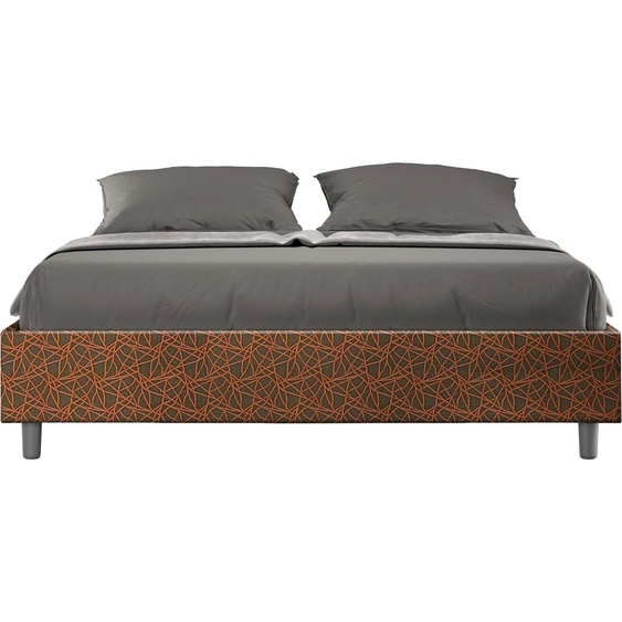 ITYHOME - Lit sans sommier rembourré 160x210 tissu Era 04 orange Azelia