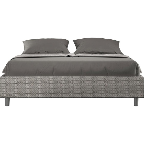 ITYHOME - Lit sans sommier rembourré 160x210 tissu Labirinto 02 gris Azelia