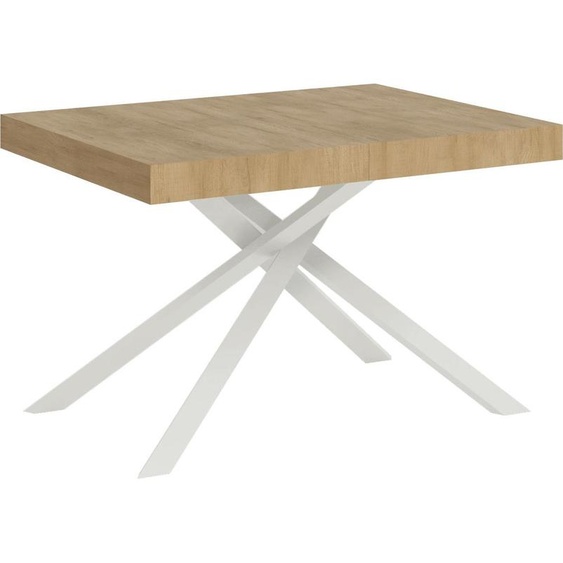 ITYHOME - Table extensible 130/390x90 cm Karida chêne nature pieds blancs