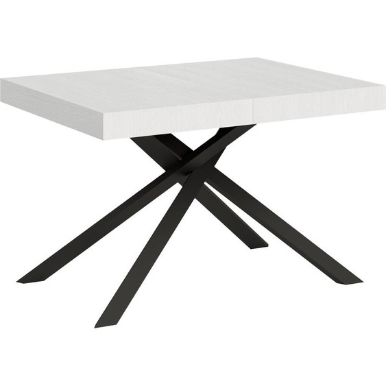 ITYHOME - Table extensible 130/390x90 cm Karida frêne blanc pieds anthracite