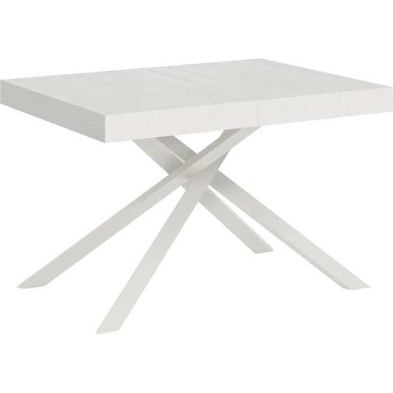 ITYHOME - Table extensible 130/390x90 cm Karida frêne blanc pieds blancs