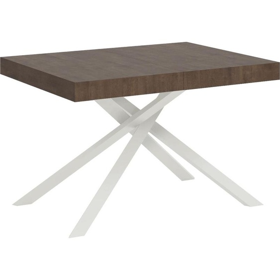 ITYHOME - Table extensible 130/390x90 cm Karida noyer pieds blancs