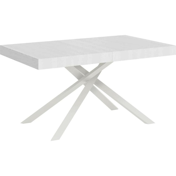 ITYHOME - Table extensible 140/224x80 cm Karida frêne blanc pieds blancs