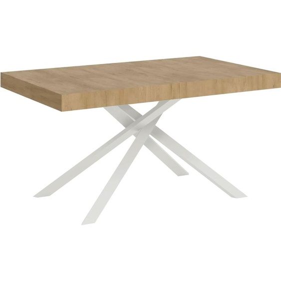ITYHOME - Table extensible 140/244x90 cm Karida chêne nature pieds blancs