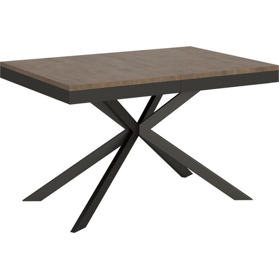 ITYHOME - Table extensible 160/264x90 cm Plaker Evolution effet bois, noyer cadre et pieds anthracite
