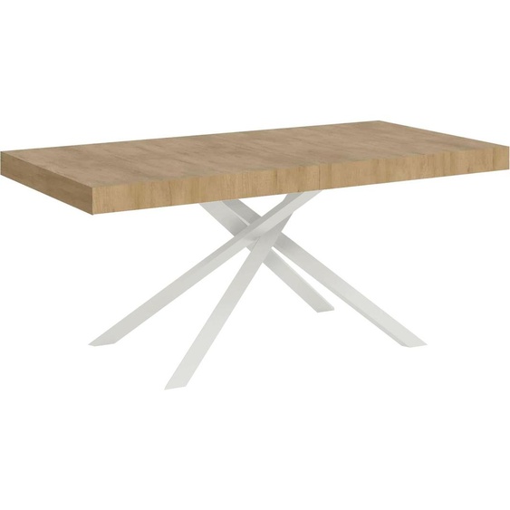 ITYHOME - Table extensible 180/284x90 cm Karida chêne nature pieds blancs