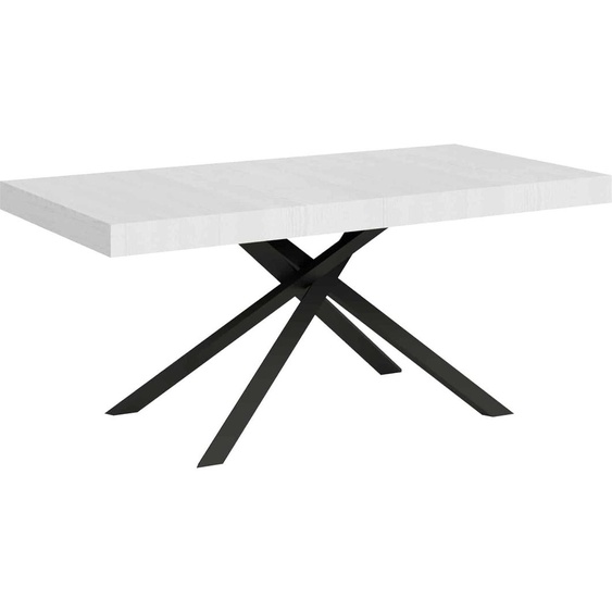 ITYHOME - Table extensible 180/440x90 cm Karida frêne blanc pieds anthracite