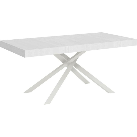 ITYHOME - Table extensible 180/440x90 cm Karida frêne blanc pieds blancs