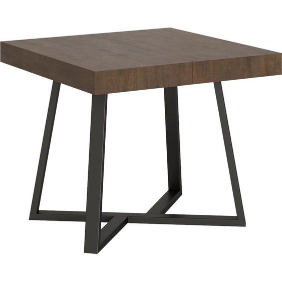 ITYHOME - Table extensible 90/194x90 cm Zeplir noyer pieds anthracite