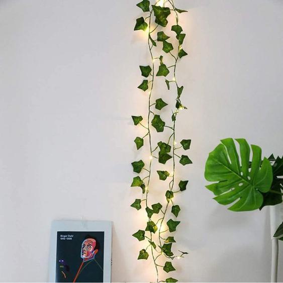 Ivy Guirlande lumineuse de 10 m avec 100 LED en forme de feuilles de lierre artificielles, fonctionne à piles, étanche, à suspendre