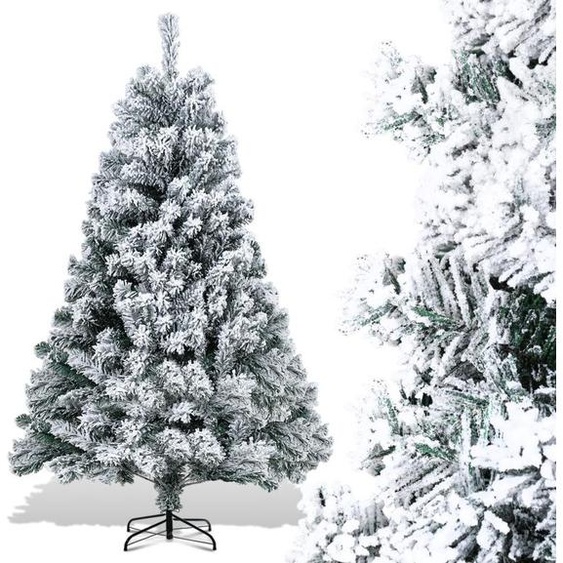Izrielar Arbre de Noël artificiel 150cm et neige blanche, pour décoration de Noël, résistant au feu, réutilisable