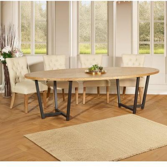 JACKSON - Table de repas ovale style moderne, bois et métal, 8/10 couv