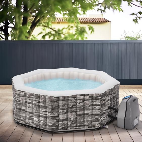 Jacuzzi dextérieur gonflable Carosino pour 5 personnes chauffé 195 x 70 cm aspect pierre