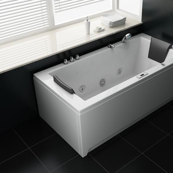 Jacuzzi Indoor Spa Baignoire VILLA EUGENIE blanche 183x90x72 cm avec buses de massage LED 2 personnes Rectangulaire
