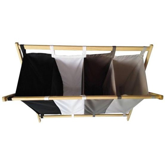 Jago® Panier à Linge - Pliable, 4 Compartiments Lavables et Amovibles, 172 l, Bois et Polyester