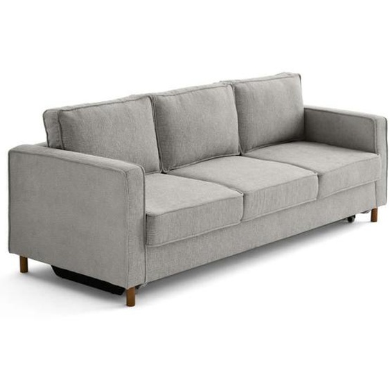 Jake - canapé droit 3 places convertible en tissu velours relief - Gris clair