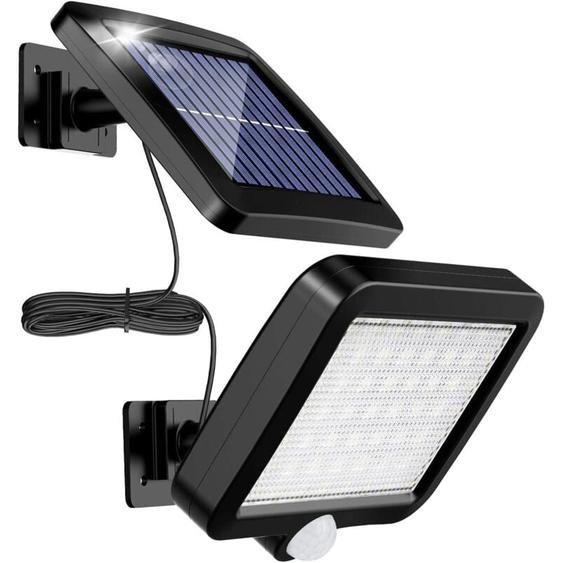 Lumière solaire extérieure avec détecteur de mouvement 56 led, lumière solaire de jardin étanche IP65 à 120 ° avec câble de 5 m [Classe énergétique