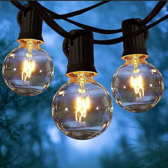 Jamais UTILISÉ]Guirlande Lumineuse Exterieur, 7.62M Guirlande Guinguette Extérieur et Intérieur avec G40 25 Ampoules + 2 Rechange, IP65 Guirlande
