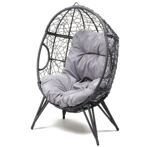 JANE - Fauteuil œuf sur pied en rotin gris
