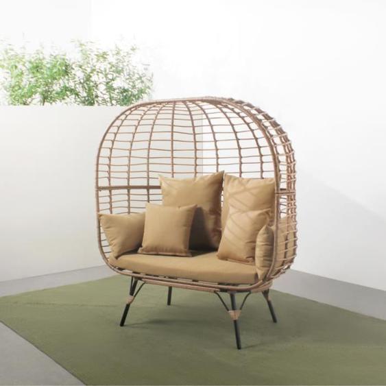 JANE - Fauteuil sur pied 2 places en résine effet rotin