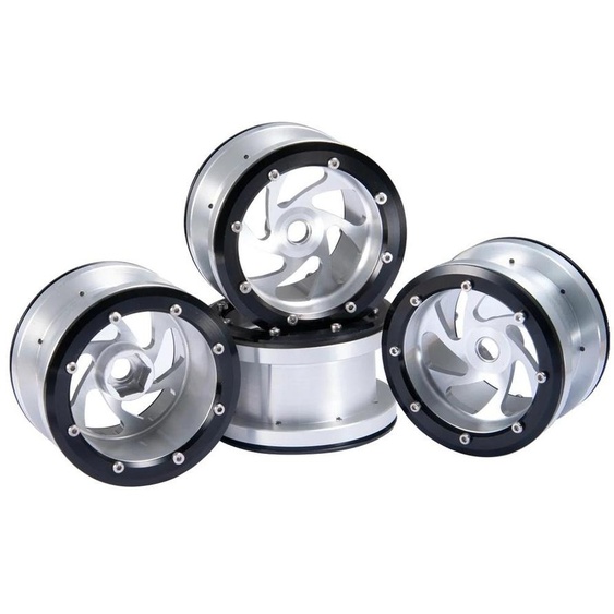 Jantes Beadlock, alliage daluminium, compatibles avec les voitures RC de type crawler, argent, lot de 4