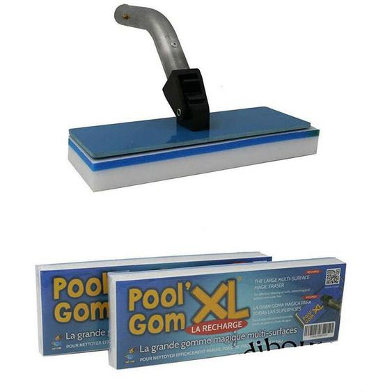 Jardiboutique - Brosse avec Tête de Balai Piscine -Pool gom xl Multi-Surfaces + 2 éponges