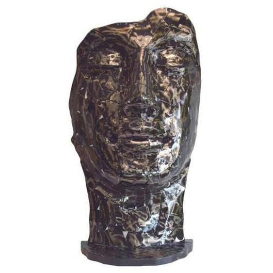 Statue visage métal mosaïque 108 cm - Gris anthracite
