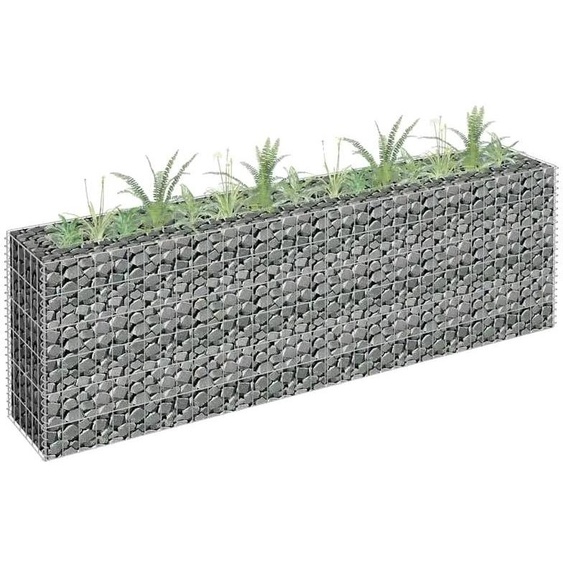 Jardinier surélevé en gabions, design durable, polyvalent pour les jardins, gris clair