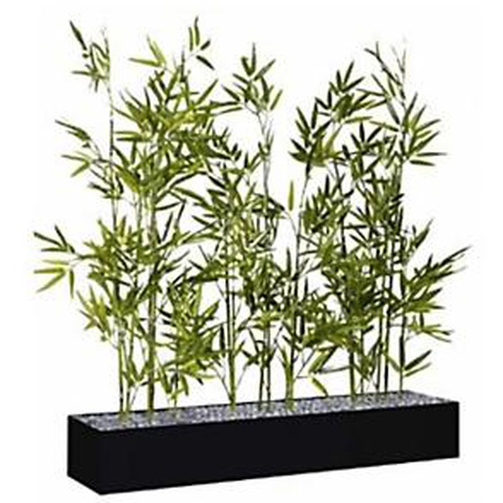Jardinière artificielle basse - Composition florale en bambous - L 80 cm - Noir