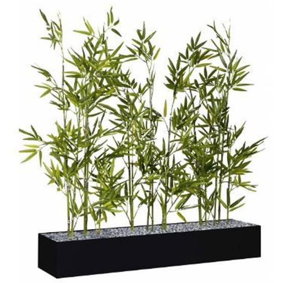 Jardinière artificielle basse - Composition florale en bambous - L 80 cm - Noir