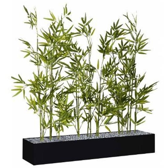 Jardinière artificielle basse - Composition florale en bambous - L 80 cm - Noir