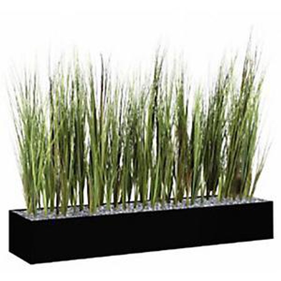 Jardinière artificielle basse - Composition florale en herbes - L 80 cm - Noir