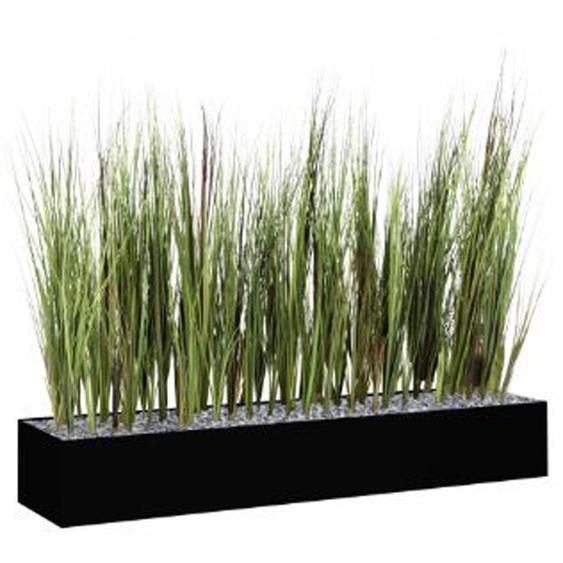 Jardinière artificielle basse - Composition florale en herbes - L 80 cm - Noir