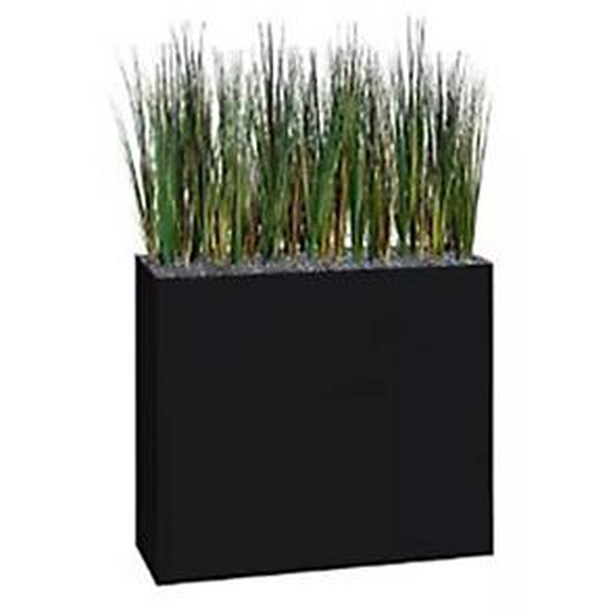 Jardinière artificielle haute sur roulettes - Composition florale en herbes - Noir