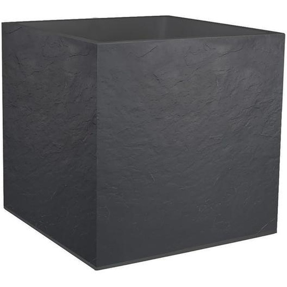 Pot carré volcania double paroi décor pierre - 49,5 x 49,5 x 49,5 cm - 57 l - Gris anthracite EDA