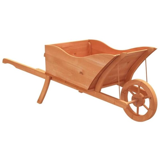Jardinière, conception ergonomique de type brouette, structure en bois massif, rouge rose
