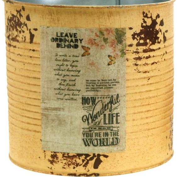 Jardinière décorative vintage au design shabby chic en métal