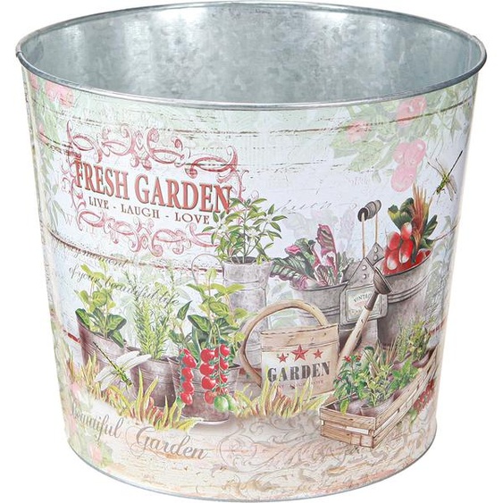 Jardinière Ronde Métal Vintage Libellules 21cm