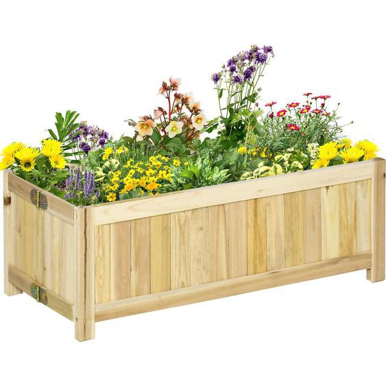 Outsunny - Jardinière sur pied pliable bac à fleurs dim. 70L x 30l x 25H cm corps aspect lattes bois sapin pré-huilé