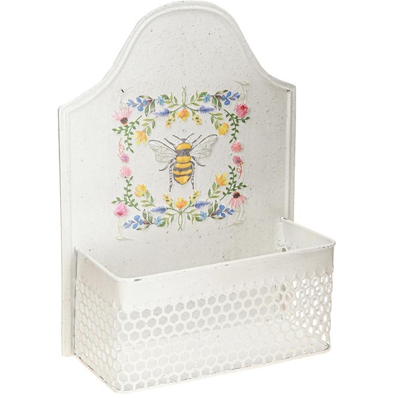 Jardinière Suspendue Métal Abeille Crème Déco Vintage 29cm
