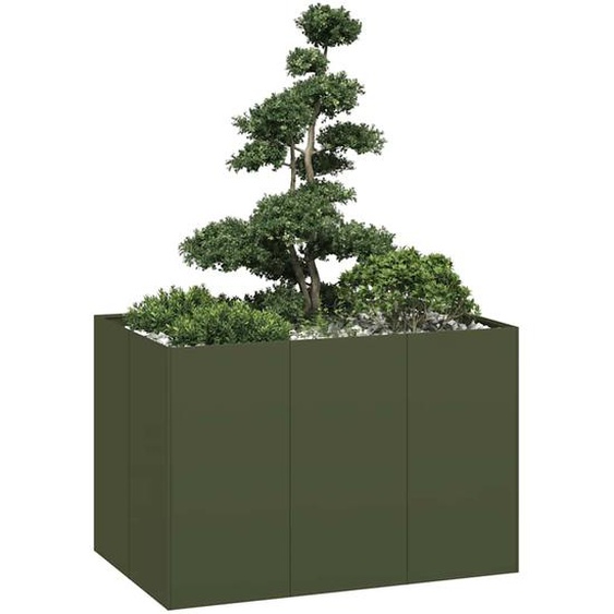 Jardinière vert olive 120x80x80 cm acier