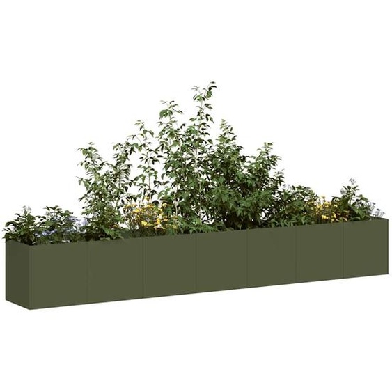 Jardinière vert olive 280x40x40 cm acier laminé à froid