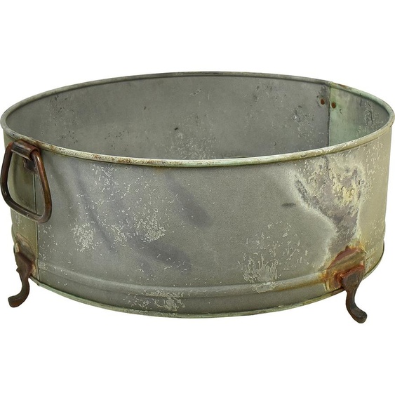 Jardinière vintage en métal avec pieds et détail de rouille, jardinière design rétro lot de 2 42/46,5cm