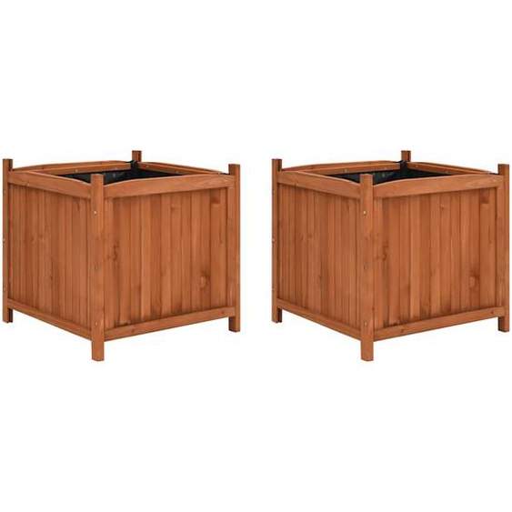 Jardinières surélevées 2 pcs 50x50x50 cm Bois de sapin