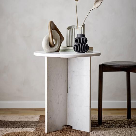 Jasmia - Table dappoint ronde en marbre ø46cm - Couleur - Blanc